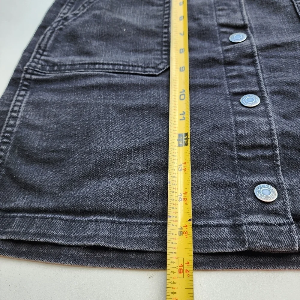 Old Navy Girl's Button Front Denim Jean Skirt Black Med Wash Sz XL (14)